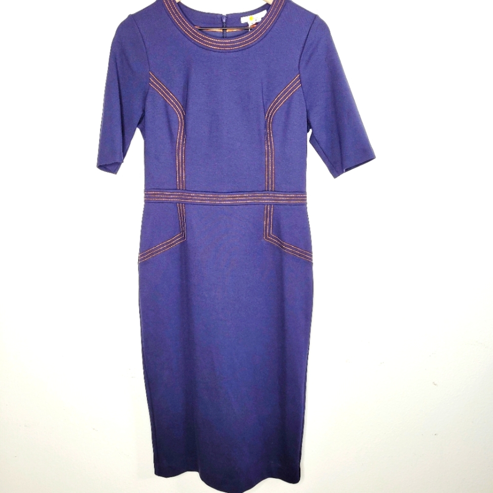 Boden Kate Stitch Detail Ponte Dress Navy 8R